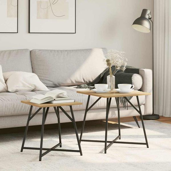 vidaXL Sada príručných stolíkov 2 pcs Artisan dub a čierna