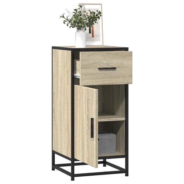 vidaXL Komoda dub sonoma 35,5x35x76 cm kompozitné drevo a kov