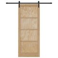 vidaXL Posuvné dvere 86 x 211 cm Borovicový masív Prírodná a čierna