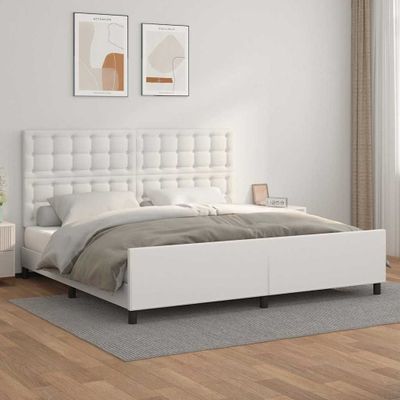 vidaXL Posteľný rám s čelom biely 200x200 cm umelá koža