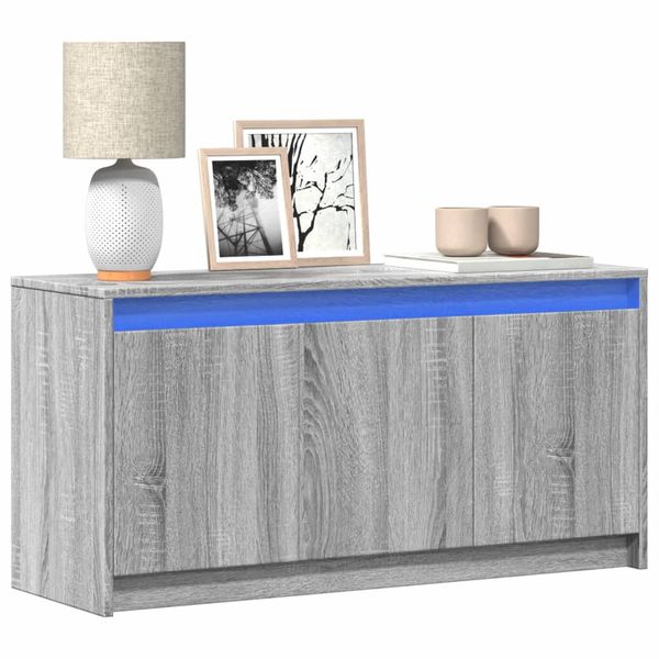 vidaXL TV stolík s LED sivý sonoma 100x34x50 cm kompozitné drevo