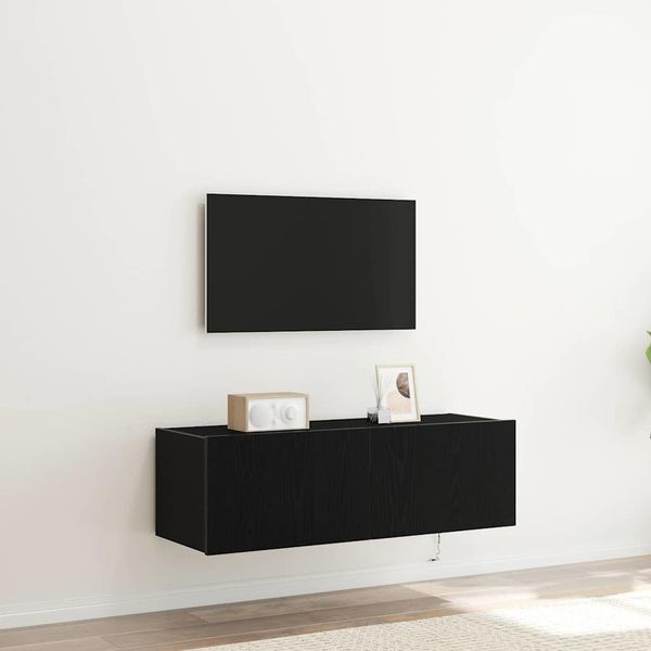 vidaXL TV nástenná skriňa s LED 2 pcs Čierny dub 100 x 35 x 31 cm
