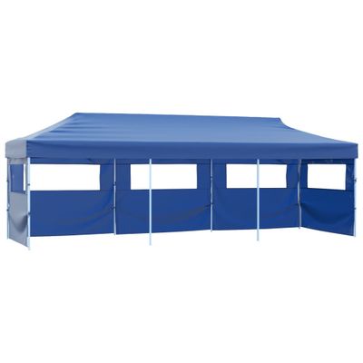 vidaXL Skladací párty stan s 5 bočnými stenami 3x9 m modrý