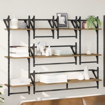 vidaXL Sada nástenných políc 6 pcs Remeselný dub 100 x 25 x 30 cm