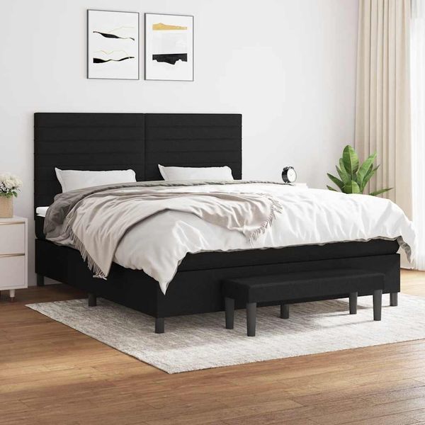 vidaXL Posteľný rám boxspring s matracom čierny 160x200 cm látka