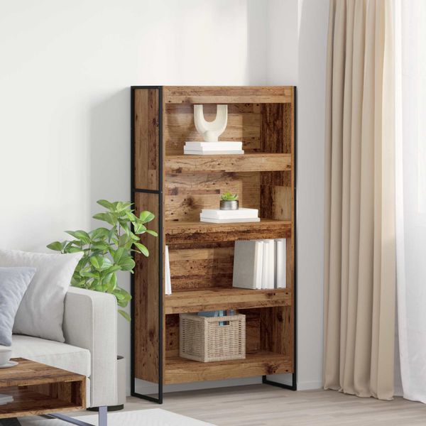 vidaXL Knižnica 2 pcs Staré drevo 80 x 30 x 155 cm Kompozitné drevo