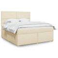 vidaXL Posteľný rám boxspring s matracom krémový 180x200 cm látka