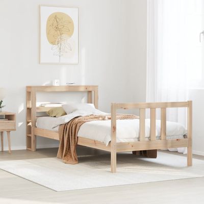vidaXL Rám postele s čelom 90x190 cm masívne drevo
