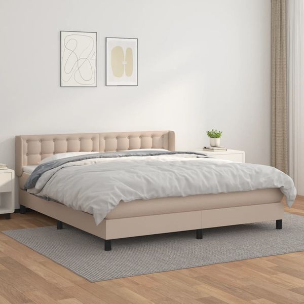 vidaXL Boxspring posteľ s matracom kapučínová 180x200 cm umelá koža