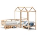 vidaXL Sada postele a lavice so strieškou 80x200 cm borovica