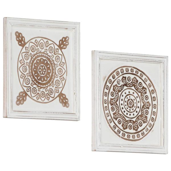 vidaXL Umenie dekorácia 2 pcs Hnedá a biela 40 x 40 x 1,5 cm