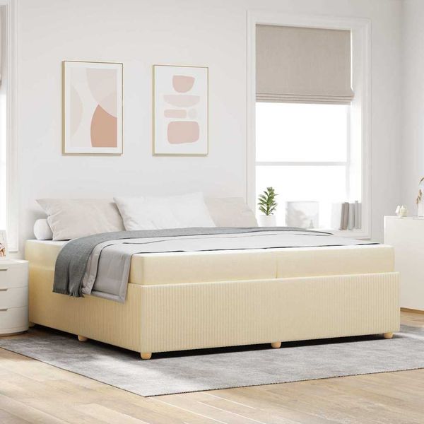 vidaXL Rám postele s matracmi Krémová 200 x 200 cm látka