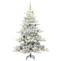 vidaXL Umelý Sklápací Vianočný Stromček Biela 150 cm PVC a oceľ