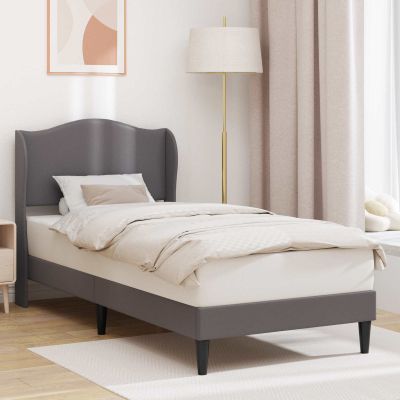 vidaXL Rám postele s čelnou doskou Sivá 90 x 200 cm Umelá koža