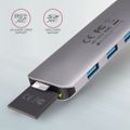 AXAGON HMC-HCR3A, USB 3.2 Gen 1 hub, porty 3x USB-A, HDMI 4k/30Hz, SD/microSD, kábel USB-C 20cm Replikátor portu, USB-C na 3x USB 3.0, 1x HDMI, 1x SD slot, 1x microSD slot, striebro-cerný