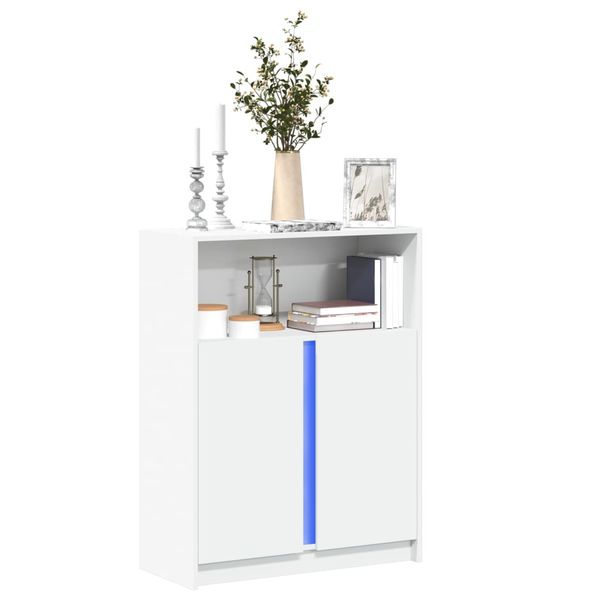 vidaXL Komoda s LED biela 77x34x100 cm kompozitné drevo