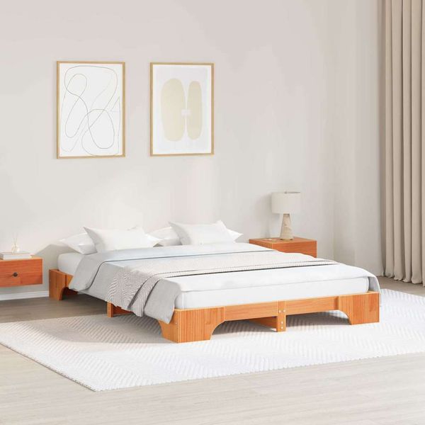 vidaXL Rám postele Včelí hnedý 150 x 200 cm Masívne borovicové drevo