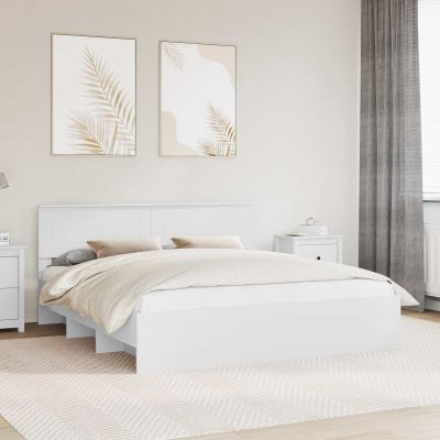 vidaXL Rám postele s čelnou doskou Biela 180 x 200 cm Kompozitné drevo