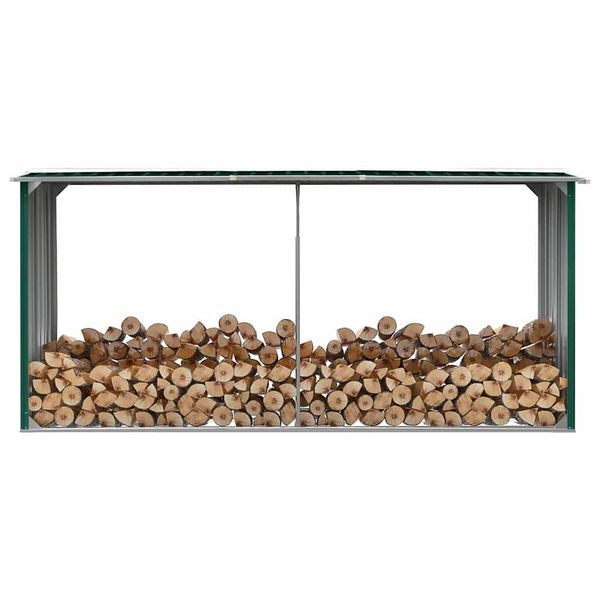 vidaXL Záhradná kôlňa na drevo zelená 330x92x153 cm galvanizovaná oceľ