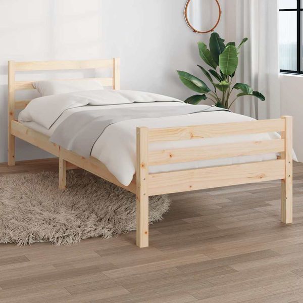 vidaXL Posteľný rám, drevený masív 75x190 cm, malé jednolôžko