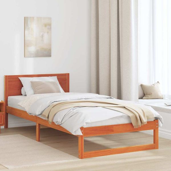 vidaXL Rám postele Včelí hnedý 75 x 190 cm Masívne borovicové drevo