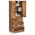 vidaXL Highboard Staré drevo 69,5 x 34 x 180 cm Kompozitné drevo