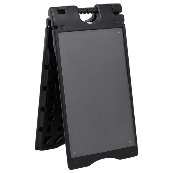 vidaXL Chodníková tabuľa s rámom v tvare A čierna 45x7x84,5 cm HDPE