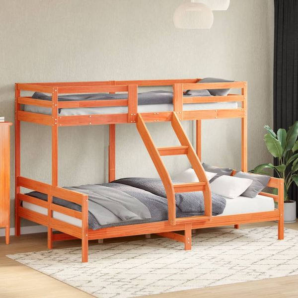vidaXL Poschodová posteľ 80x200/140x200 cm voskovohnedá masív.borovica
