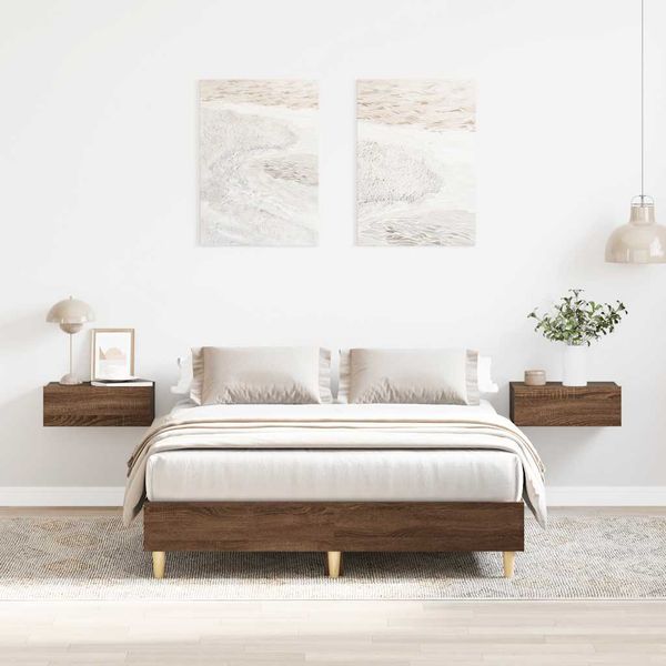 vidaXL Posteľný rám bez matraca hnedý dub 135x190 cm kompozitné drevo