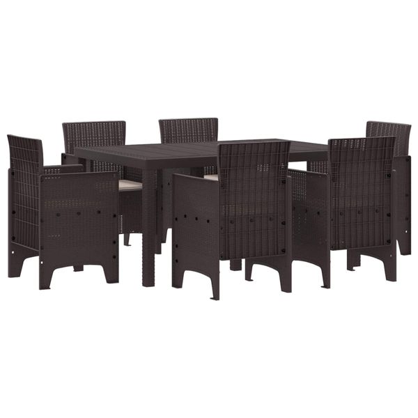 vidaXL Záhradný jedálenský set 7 pcs Hnedá Polt ratan
