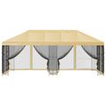 vidaXL Altánok so stenami 6 x 3 m Krémová Polyester a oceľ 190 gsm