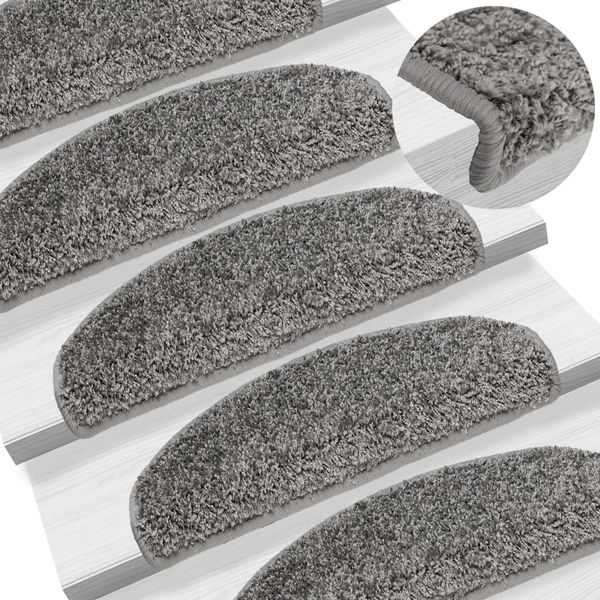 vidaXL Schodové rohože 10 ks 65x21x4 cm sivé, polkruhové, veľké