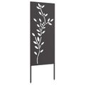 vidaXL Záhradná clona na súkromie Kvetinový Čierna 50 x 140 cm