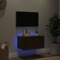vidaXL TV nástenná skrinka s LED svetlami hnedý dub 60x35x31 cm