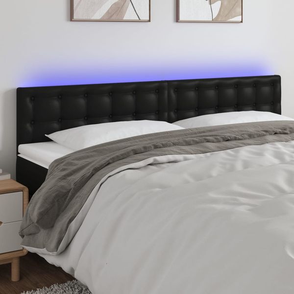 vidaXL Čelo postele s LED čierne 200x5x78/88 cm umelá koža