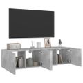 vidaXL TV nástenné skrinky s LED svetlami 2 ks betón. sivé 60x35x31 cm