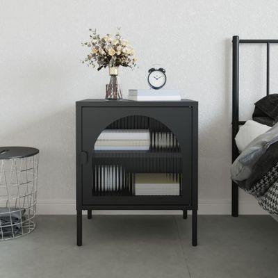 vidaXL Nočný stolík čierny 50x35x60 cm sklo a oceľ
