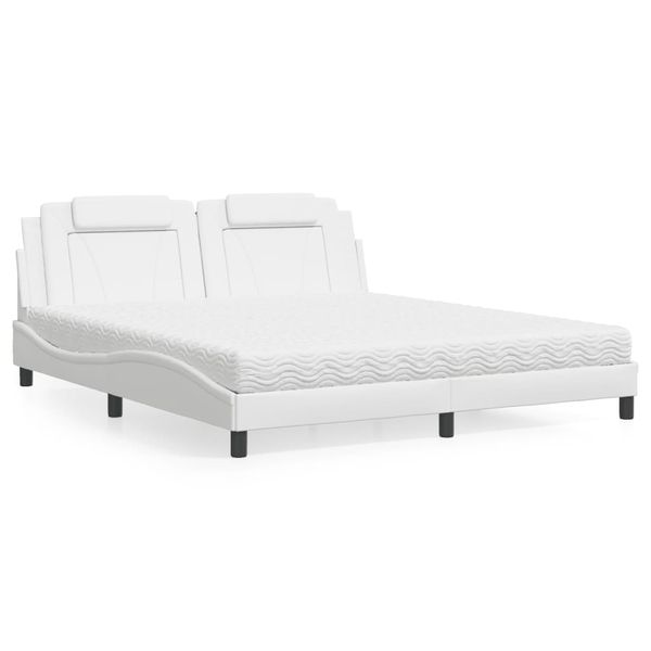 vidaXL Posteľ Viana s matracom biela 180x200 cm umelá koža