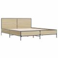 vidaXL Posteľný rám dub sonoma 135x190 cm kompozitné drevo a kov
