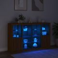 vidaXL Komody s LED svetlami 3 ks hnedý dub kompozitné drevo
