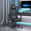 vidaXL Herná masážna stolička s podnožkou čierna látková