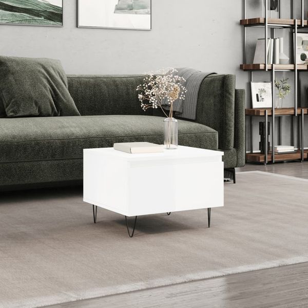 vidaXL Konferenčný stolík lesklý biely 50x46x35 cm kompozitné drevo