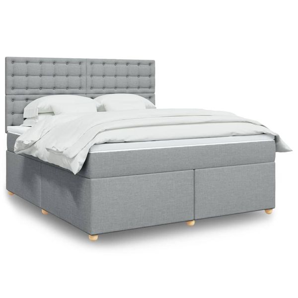 vidaXL Boxspring posteľ s matracom bledosivá 180x200 cm látka