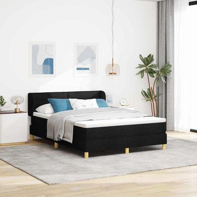 vidaXL Posteľ s pružinovým rámom s matracmi Čierna 140 x 200 cm látka