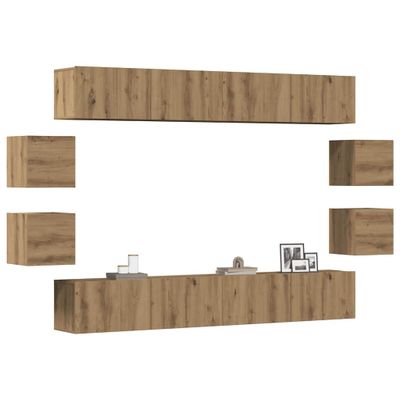 VidaXL 8 dielna súprava nástennej TV skrinky Artisan Oak