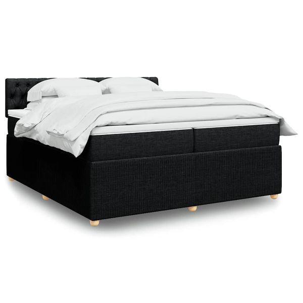 vidaXL Boxspring posteľ s matracom čierna 200x200 cm látka