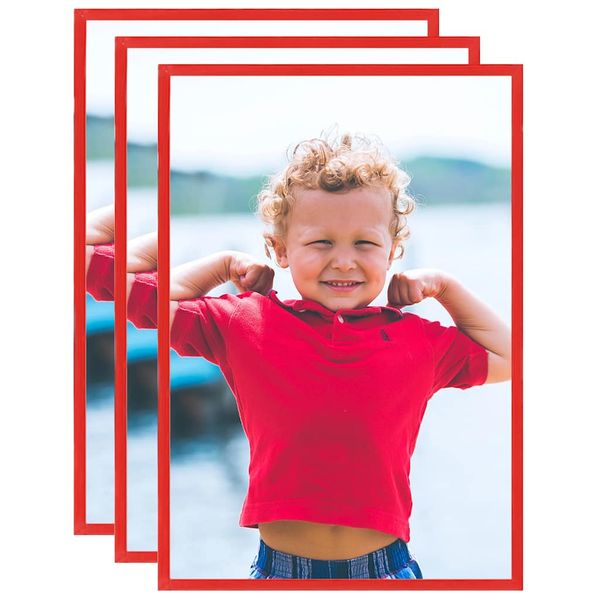vidaXL Fotorámiky na stôl, koláž 3 ks, červené 13x18 cm, MDF