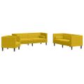 vidaXL 3-dielna súprava sedacej súpravy Chesterfield s podsedákmi, žltý zamat