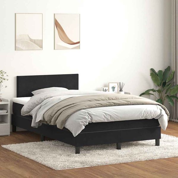 vidaXL Posteľný rám boxspring s matracom čierny 120x210 cm zamat