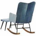 vidaXL Hojdacie kreslo s podnožkou modrá denim patchwork plátno